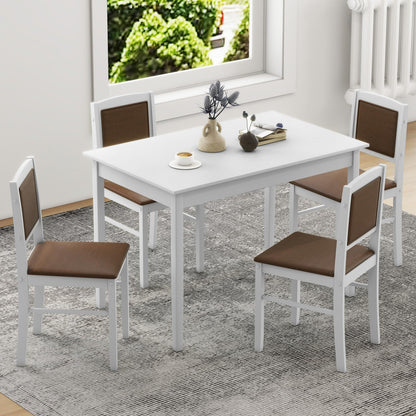Giantex 5-Piece Dining Table Set for 4, Wooden Kitchen Table and Chairs with Solid Rubber Wood Legs, Padded Seat & Backrest, Space Saving Dinette Set for Home Dining Living Room, Breakfast Nook