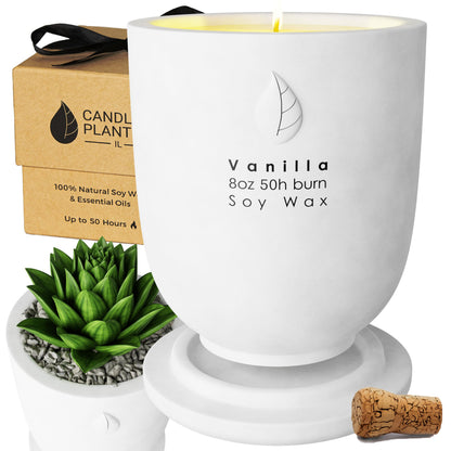Matani Concrete Cement Candle Planter - Aromatherapy Soy, Dual Purpose Jar (White Vanilla)