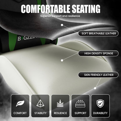 Bigzzia Gaming Chair, Computer Game Chair with Lumbar Support, Comfortable Video Game Chairs for Adults Kids, Racing Style Gamer Chair with 360°-Swivel Seat and Headrest