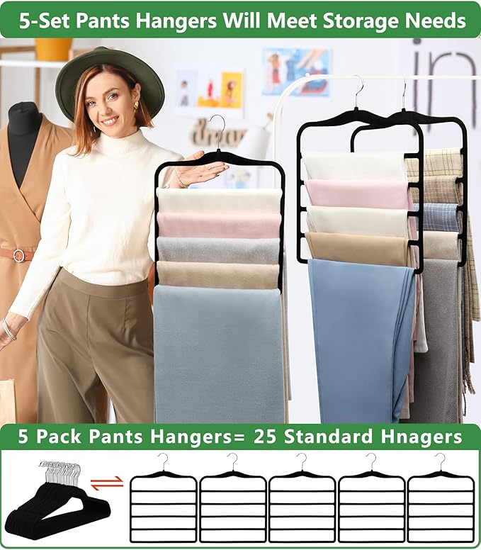 Pants Hangers Space Saving, 5P Scarf Hangers