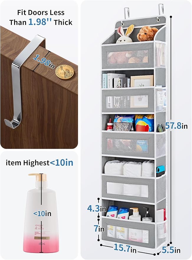 JARLINK 2 Pack Over the Door Organizer Storage, 5 Shelf Hanging Door Organizer