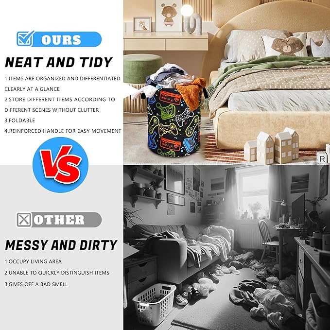 Game Consoles Laundry Basket Funny Colorful Oxford Cloth Laundry Hamper