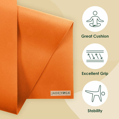 JadeYoga Harmony Yoga Mat - Durable & Thick Gym Fitness Mat, Non-Slip Natural Rubber Yoga Mat - Home Exercise & Stretching Mat, Workout Mat - Yoga, Pilates & Meditation for Women & Men