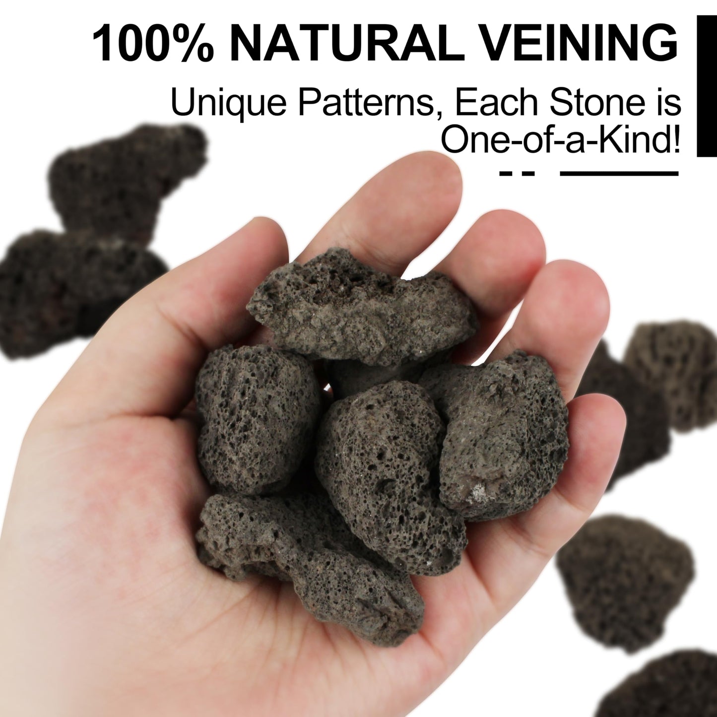Skyolaq 1-2.5" Natural Volcanic Lava Rock for Aquarium, Plants, Fire Pit, Succulent & Garden Decor, 1lb