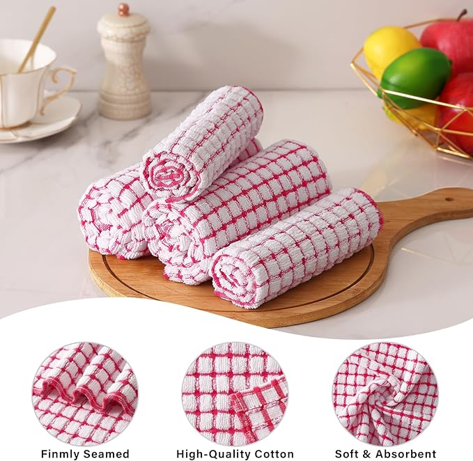 Homaxy Kitchen Towels and Dishcloths Set, 16 x 25 and 12 x 12 Inches, Super