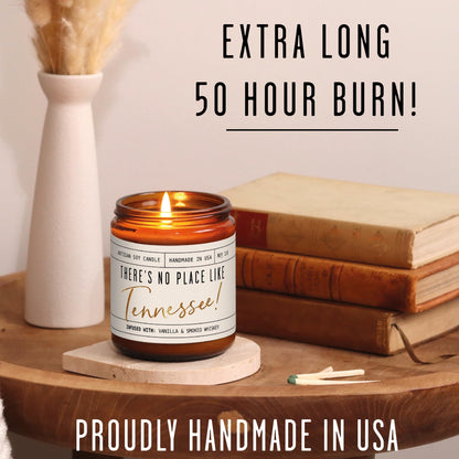 Tennessee Gifts, Tennessee Decor for Home - 'There's No Place Like Tennessee Candle, w/Vanilla & Smoked Whiskey I Tennessee Souvenirs I Tennessee State Gifts I 9oz Jar, 50Hr Burn, USA Made