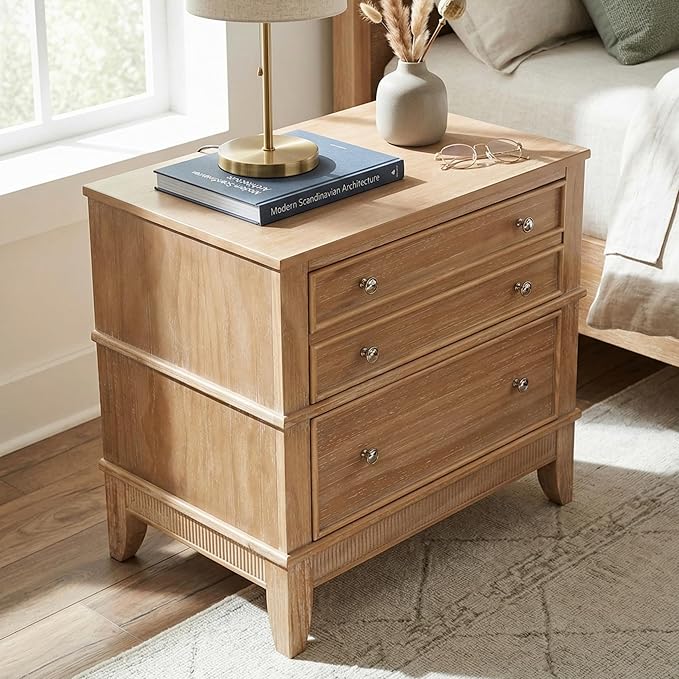 Merax 27.3 Inch Solid Wood Nightstand, Mid Century Modern Night Stand