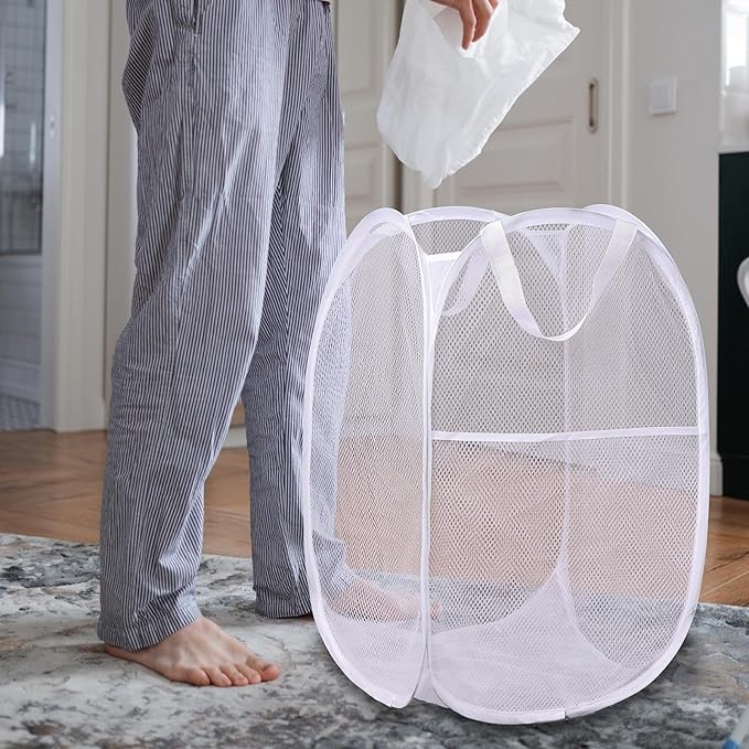 Foldable Mesh Popup Laundry Hamper, Laundry Basket Easy to Open and Fold