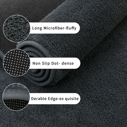 Rururug Extra Large Bath Mat Microfiber Bath Mats for Bathroom Ultra Soft Absorbent Bathroom Rugs Non-slip Anti Mould Bathroom Mat, Machine Washable (Grey, 50 x 120 cm)