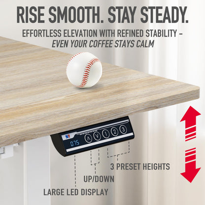 SHW 48-Inch Electric Height Adjustable Standing Desk with Drawer, Memory Preset and Cable Management Tray, Maple