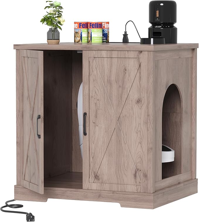 Heybly 34.5" Litter Box Enclosure, Large Robot Cabinet