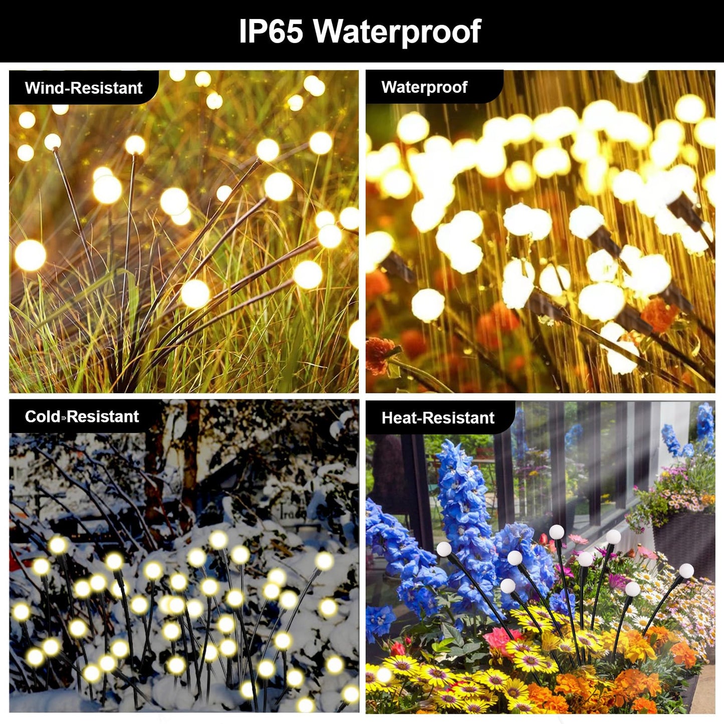 Petriveil Solar Firefly Lights Warm White, 8 Modes 800mAh Swaying Firefly Yard Lights Solar Powered Outdoor Waterproof for Outside Yard Patio Lawn Pathway Walkway Stake Christmas Garden Decor (6 Pack)