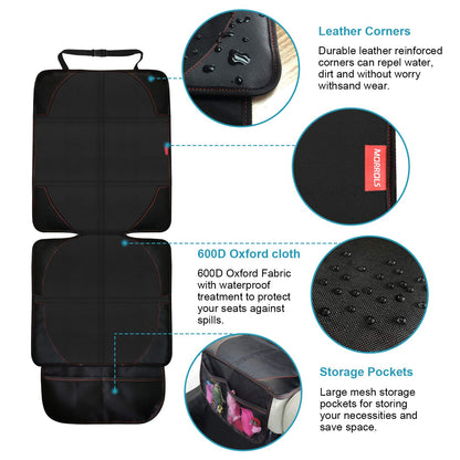 Car Seat Protector,Baby Kids Car Seat Protectors for Child Seats,Waterproof Fits Isofix with Thickest Padding & Padded Cover & Mesh Pockets & Universal Size(Black, 1 Pack)