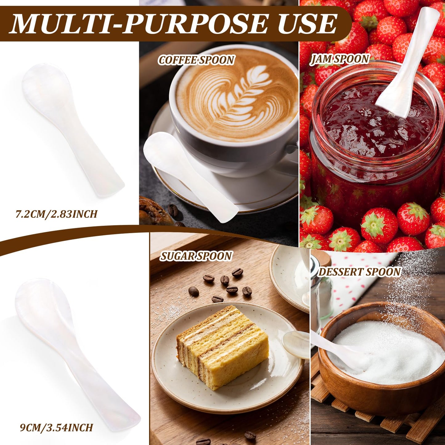 24Pcs Caviar Spoon,Mother of Pearl Spoons for Caviar, Set of 12PC 3.54 inch &12PC 2.83 inch Shell Spoon, Handcraft Round Handle for Caviar, Egg, Ice Cream, Salt, Coffee Serving, Restaurant Serving Set