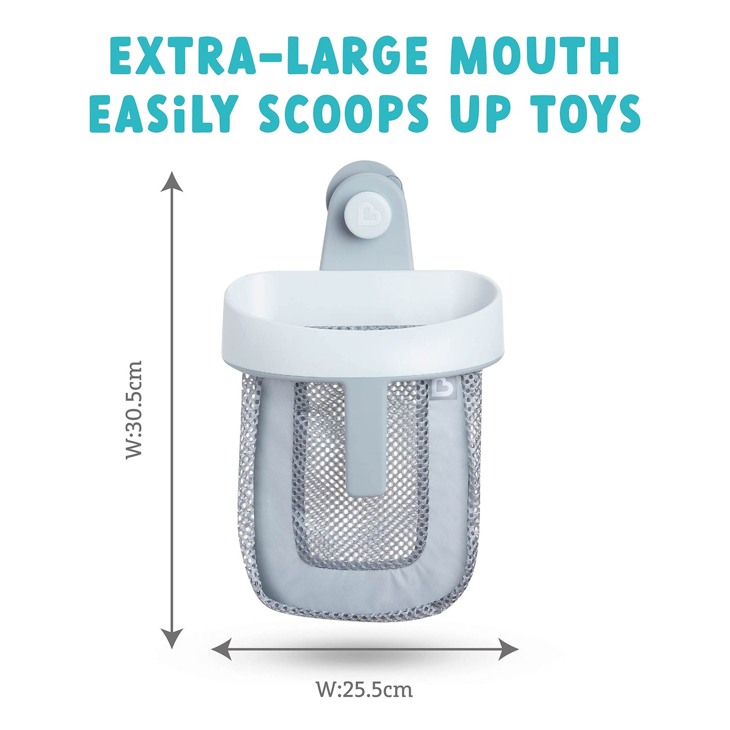 Munchkin Super Scoop Baby Bath Toy Storage Basket & Net | Removable Wall Hanging Bath Tidy | Baby Bath Caddy & Bath Organiser Rack | Shower Bath Toy Holder | Bathroom Toy Net with Suction Cup & Handle