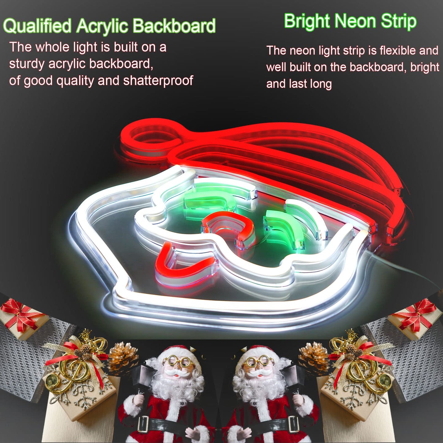 SmilingTown Christmas Neon Signs for Wall Decor USB Operated Neon Art Decorative Lights for Home Office Bar Pub Club Party Supplies Gift Idea (Santa)