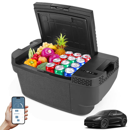 AKwing Car Refrigerator for Tesla Model Y, 37QT Car Fridge for Tesla Model Y 2019-2024 2025-2026 Juniper, 12V Refrigerator for Camping Tailgating Road Trip Home Use, App Control