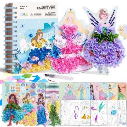 MIROLA KIDS 4 in 1 Poke Craft Kits for Girls, Magic Princess Crafts for Kids Ages 4-8, DIY Activity with Princess Stickers, Watercolor Paint, Diamond Art Gifts for 4 5 6 7 8+ Year Old Girls