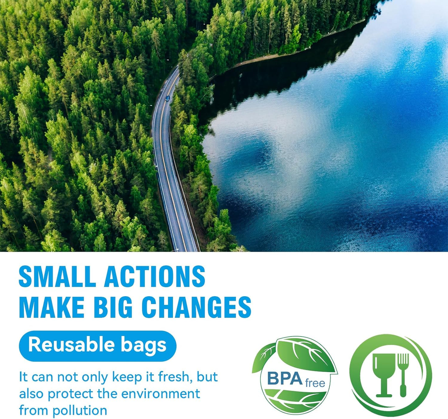 100-Pack Food Storage Freezer Bags - 3 Sizes, Reusable with Zipper Lock for Fruit and Veggies, Microwave and Freezer Safe, No BPA - Strong Seal, Easy to Fill for Lunch, Snacks, and Meals