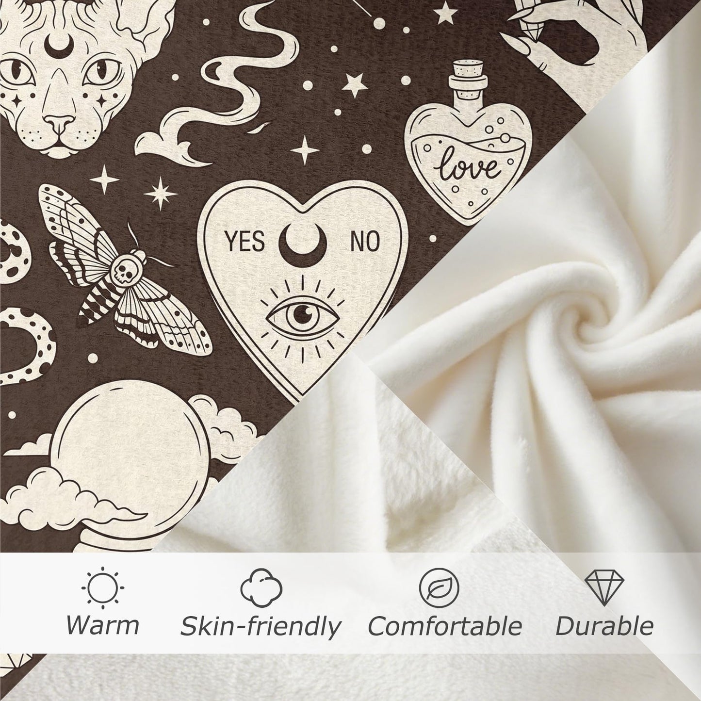 GEDAEUBA Halloween Witch Blanket - Witchcraft Witchy Fleece Blanket Throw, Soft Cozy Blankets & Throws for Couch, Bed, and Sofa, 50x70 inches