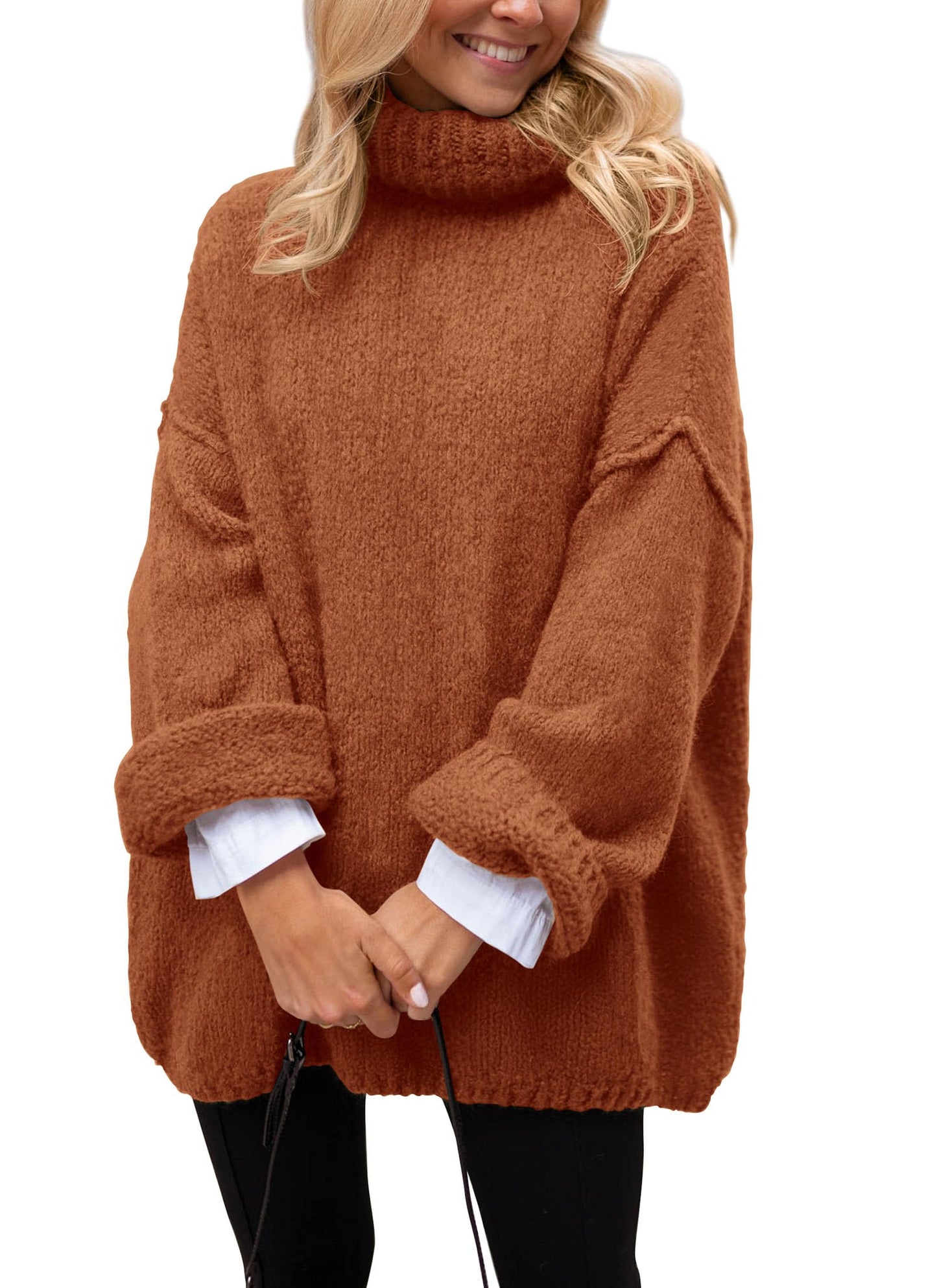 PRETTYGARDEN Oversized Sweaters for Women 2025 Chunky Turtleneck Sweater Fall Clothes Long Sleeve Tops Winter Clothing