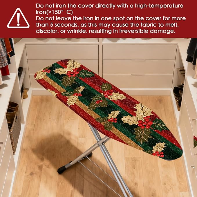 Nuxovilar Ironing Board Cover Winter Holly Pattern Polyester 15x54 Inches