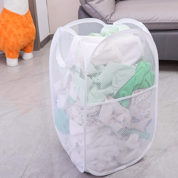2 Pack Laundry Basket, Foldable Mesh Popup Laundry Hamper
