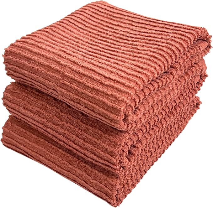 Serafina Home Peach Coral Salmon Kitchen Hand Dish Towels: Oversized 28" x 18"