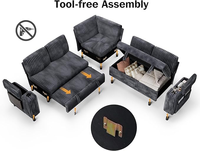 Vipbear 86" Modular Sectional Sleeper Sofa