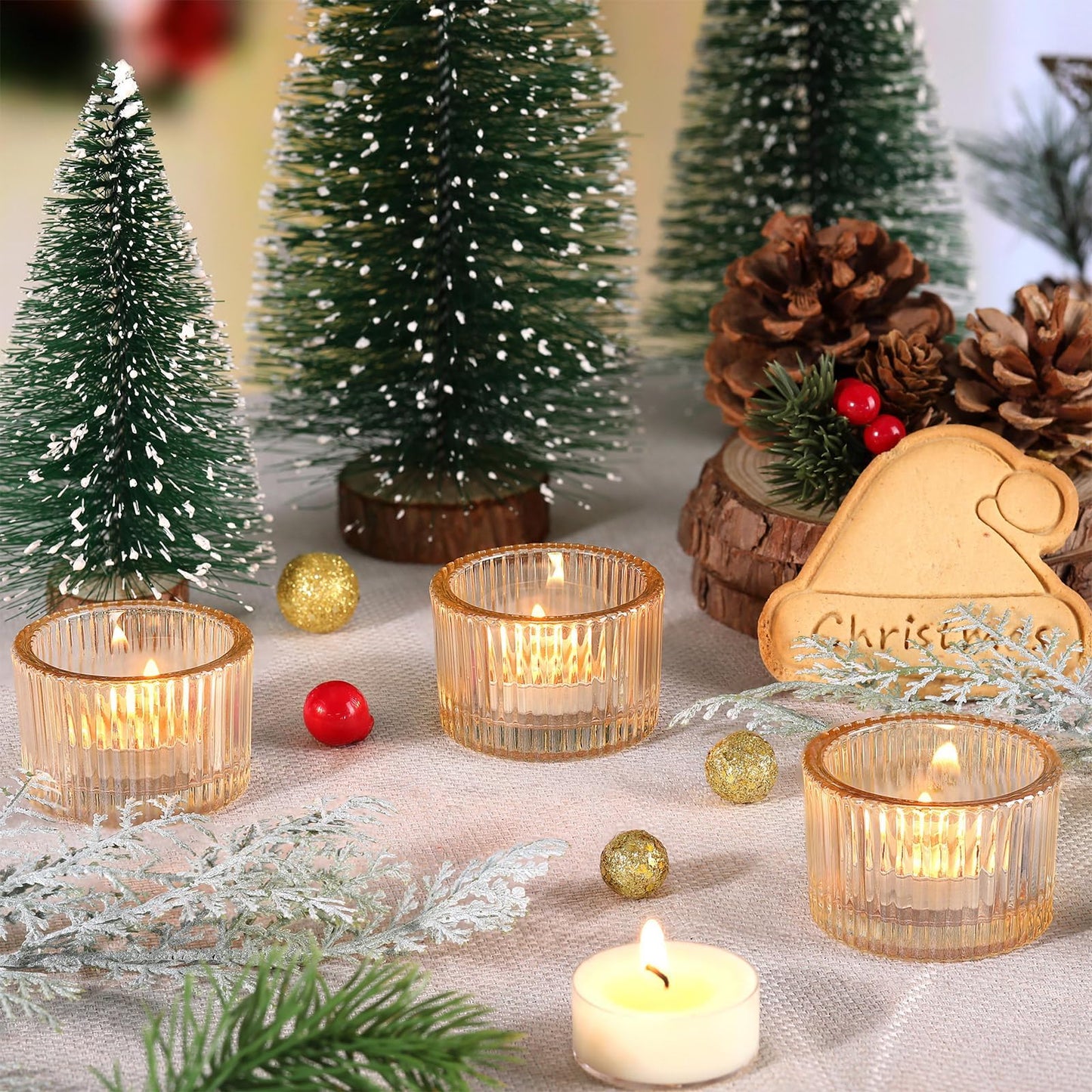 HAVITI 24 Pack Tealight Gold Candle Holders, Votive Tea Light Candle Holder Glass for Gold Centerpieces Fall Wedding Table Decor, Party Supplies, Home Decor
