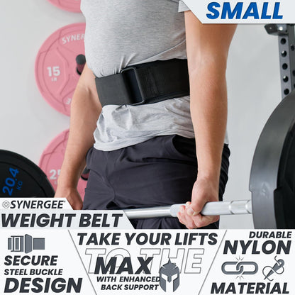Synergee Weightlifting Belt 5” Padded Support for Squats Deadlifts Powerlifting & Cross Training - Small