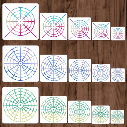 15 Pieces Mandala Dot Painting Tool Stencils Set, 8/12/16 Segment 3/4/5/6/8 Inches Reusable Mandala Stencil Template for Rock Wood Canvas DIY Painting Art Projects