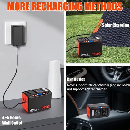 Takki 88.8Wh Portable Power Station Lithium Battery Solar Generator Power Bank with 110V AC Outlet Battery Backup for Camping Home Use Emergency(Solar Panel Optional)
