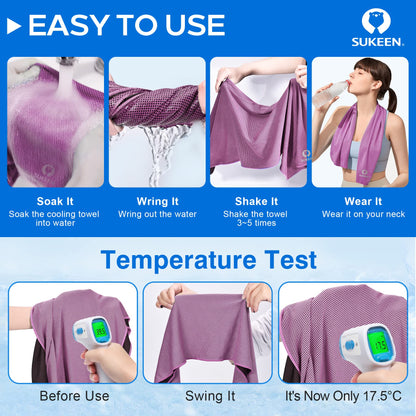 Sukeen 4 Pack Cooling Towels for Hot Weather 40"x12", Gym Towels for Men and Women, Soft Breathable Workout Towels for Yoga, Running, Sport, & More