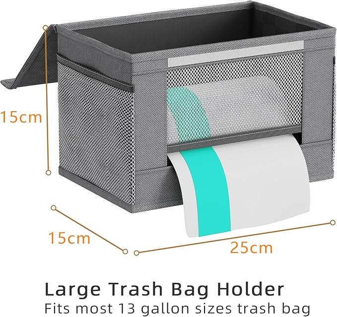 Trash Bag Holder Dispenser 2 Pack, Oxford Cloth Garbage Bag Storage Organizer