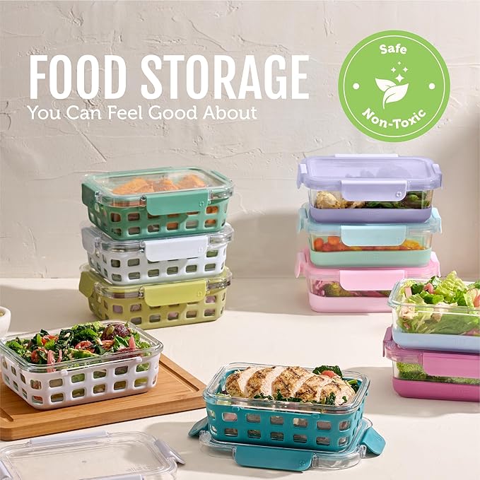 Ello Duraglass 3.4 Cup Meal Prep Sets 10Pc, 5 Pack Set- Glass Food Storage