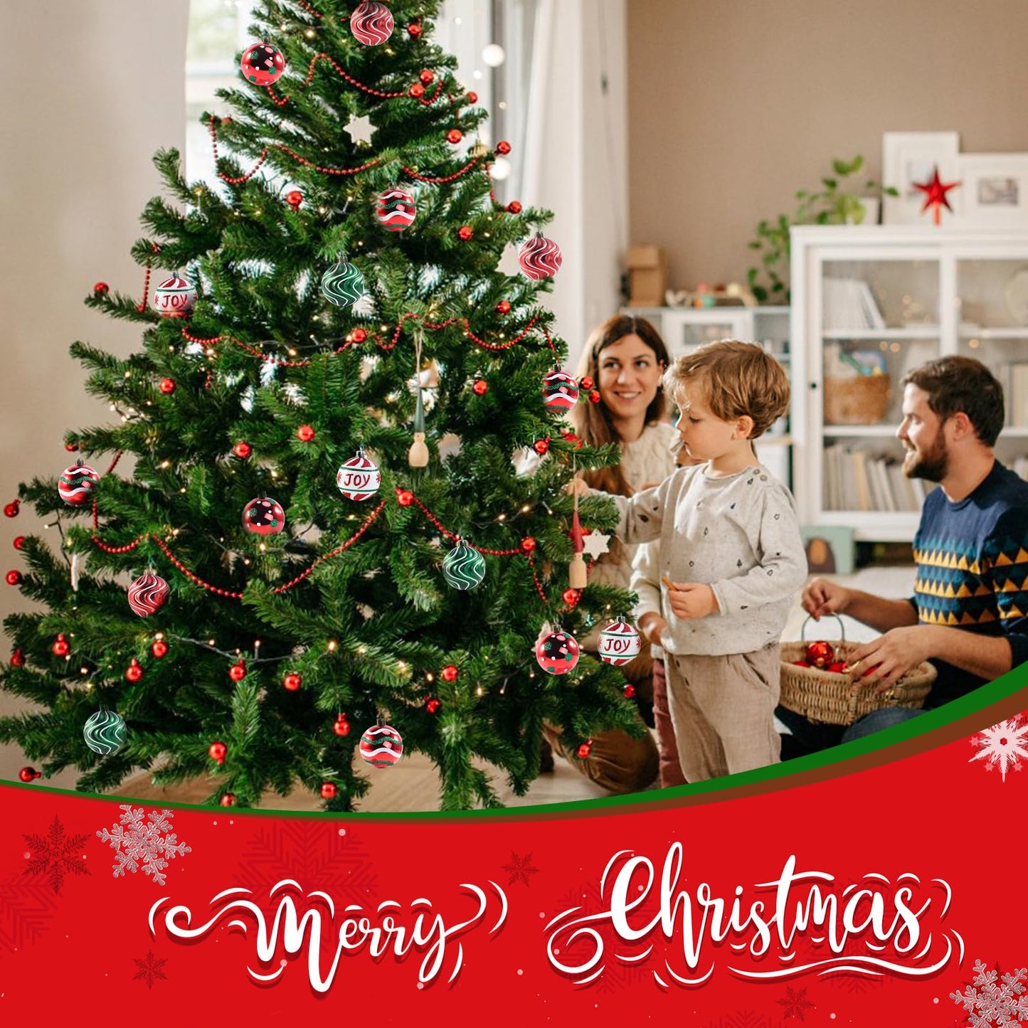 30PCS Christmas Ball Ornaments, 2.36" Red Green White Christmas Balls, Shatterproof Xmas Balls Decoration for Christma Tree, Painting & Glittering Hanging Ball for Party Event
