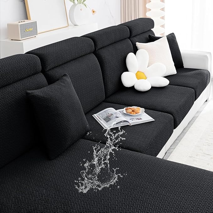 Smiry Waterproof Couch Cushion Covers, Stretch Jacquard Thick Sofa Cushion