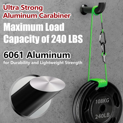 sprookber 4" Heavy Duty Aluminum Carabiners, Large D-Ring Clips, Spring Snap Hooks for Camping, Hiking, Keychain, Dog Leash (Set of 4, Black)