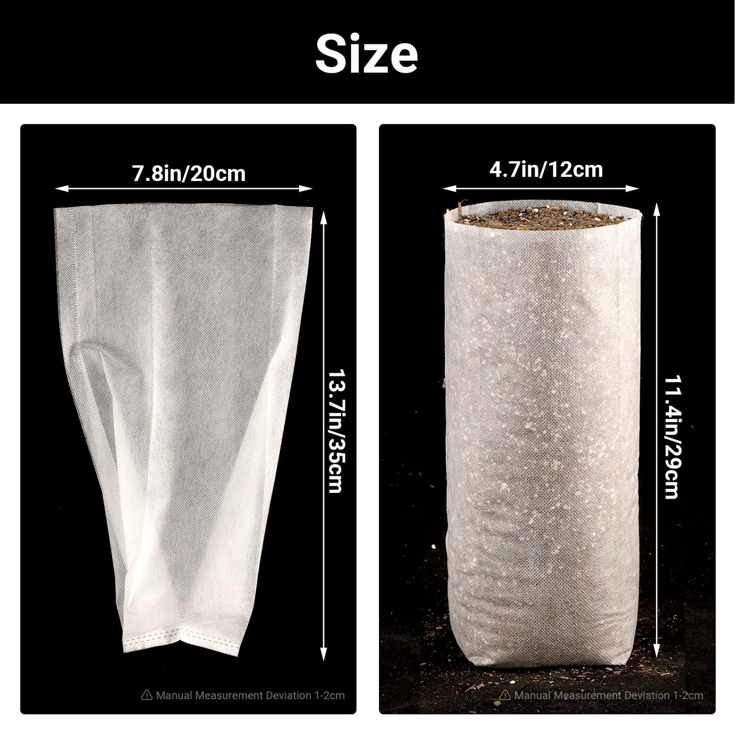 ENPOINT Fabric Grow Bags - 7.87x13.77 inches Breathable Seed Starter Plant Grow Bags for Seedling Pots, Nursery Pots for Plants, 50pcs