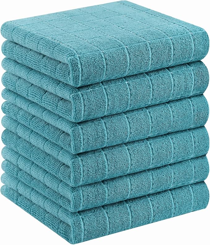 Homaxy 100% Cotton Terry Kitchen Towels, Checkered Designed, Soft and Super