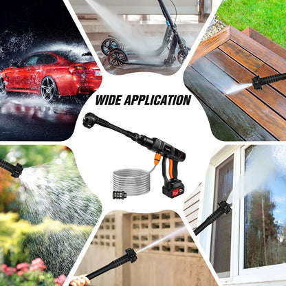 Cordless Pressure Washer,21V 45 Bar/652 PSI Portable Pressure Washer with 2PCS 3.0Ah Battery,6-in-1 Adjustable Nozzle,5m Hose Pressure Cleaner for Car/Floor/Garden Cleaning & Watering