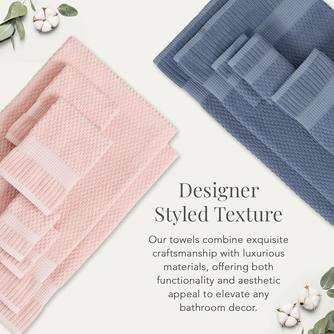 NY Loft 100% Cotton 6 Piece Bath Towel Set | Pink Towels | Soft & Absorbent