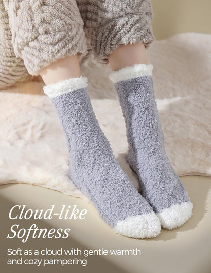 TEHOOK Warm & Cozy Valentines Gifts for Women, Fluffy Fuzzy Plush Sleeping Slipper Socks - Soft Warm Fabric