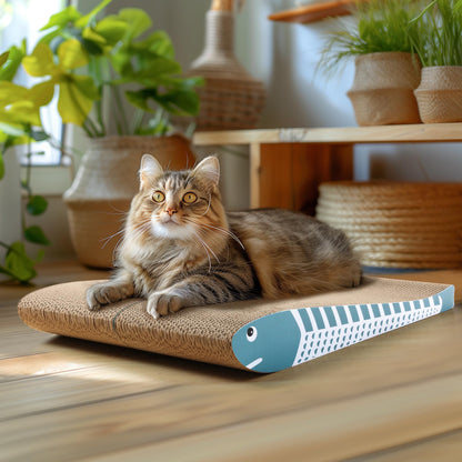 ComSaf Cat Scratching Board 2 Pack, Curved Scratcher Cardboard, Double-Sided Pad for Long Lasting Use, Cute Scratching Mat for Kitty (Blue)