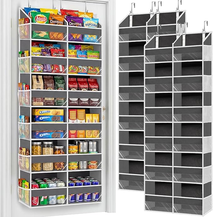 2 Pack Over The Door Organizer 6 Tiers, Extra Large Behind Door Storage of 12