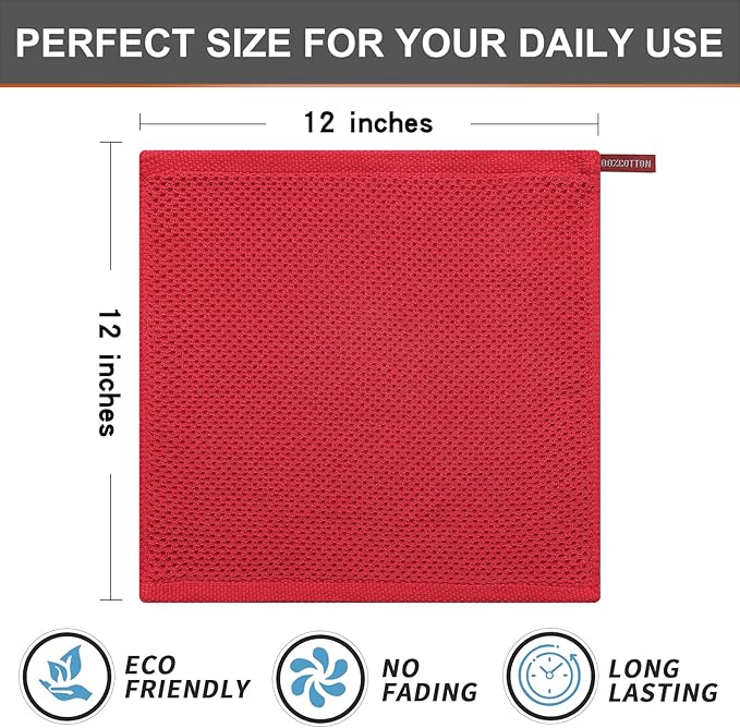Kitinjoy 100% Cotton Kitchen Dish Cloths, 6 Pack Waffle Weave Ultra Soft