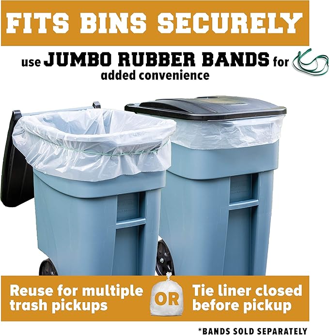 Plasticplace 65 gallon Trash Bags │ 1.5 Mil │ Clear Heavy Duty Garbage Can