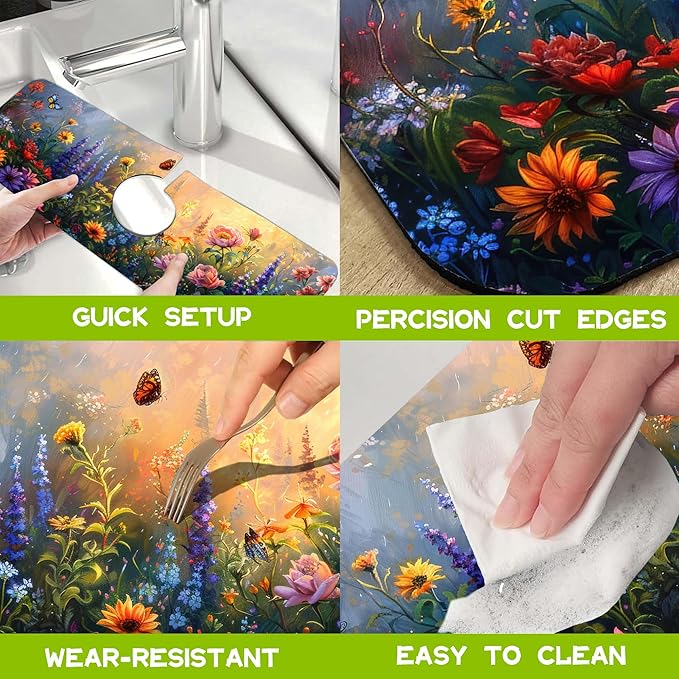 Kitchen Sink Splash Guard Faucet Mat Super Absorbent Fast Drying Mat Guard