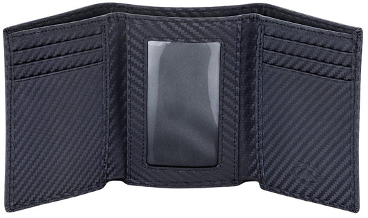 Stealth Mode Trifold Leather Wallet for Men with RFID Blocking (Carbon Fiber)